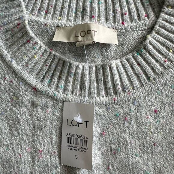 Loft Everyday Sweater Grey with rainbow speckles S NWT - Picture 3 of 4